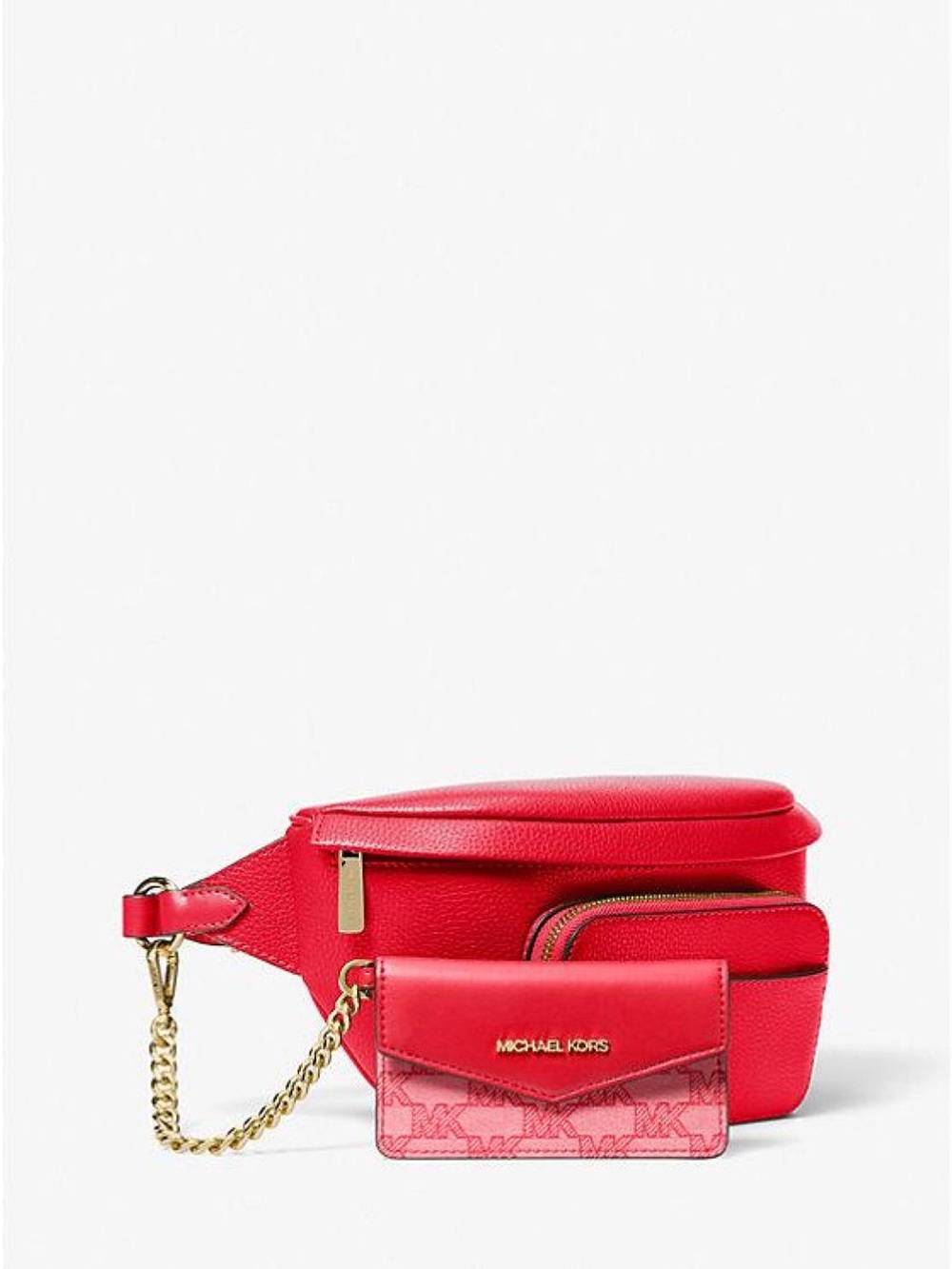 Michael Kors Maisie Large Pebbled Leather 2-in-1 Sling Pack Bright Red BNWOT